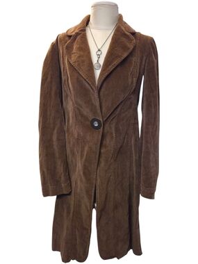 Brown Long Women's Coat - Tailored Single-Button Trench